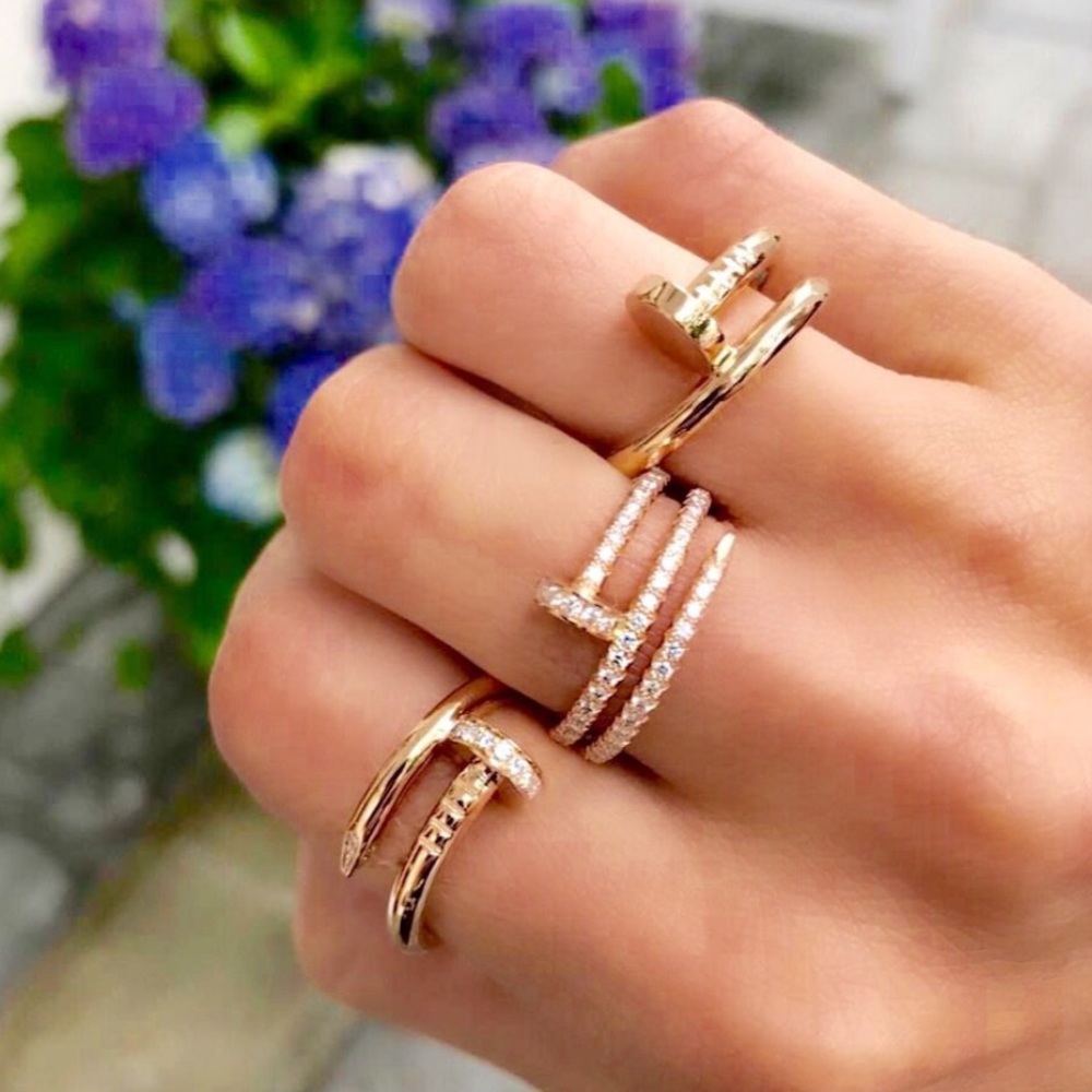 1 Oak Gold Women's Screw Nail Ring